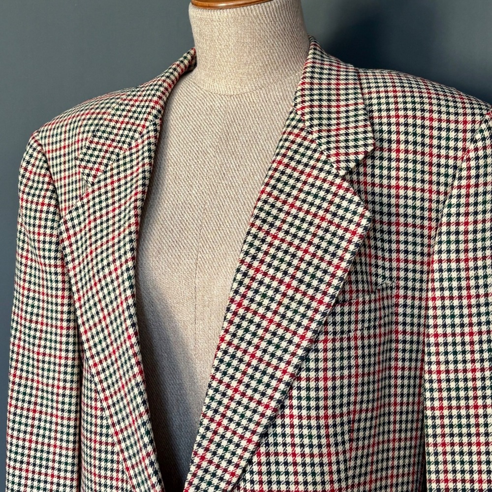 2 Pcs Brooks Brothers Skirt Suit - Houndstooth | Silk Wool | Blazer 10 Skirt 12